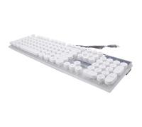 UKCOCO USB Wired Glowing Computer Keyboard round Keys, White Plastic Material, Works with Computer and Tablet, Sl esign for Travel and Outdoor Use