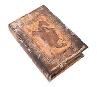 UKCOCO Vintage Bible-shaped Fake Book Storage Box with Retro Map Design, Small Decorative Hidden Compartment Case for Jewelry, Cash, and Home Décor Organization