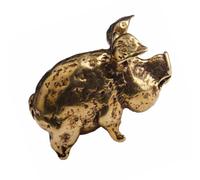 UKCOCO Vintage Brass Mini Pig Figurine, Small Simulation Home Decor Accent, Chic Collectible Ornament for Bag Or Car Pendant, Lucky Zodiac Pig Decoration