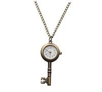 UKCOCO Vintage Key Shape Pocket Watch Necklace with Quartz Movement, Accurate Timekeeping, Retro Chic Style for Men and Women, Suitable for Wearing in The Neck as A Necklace and Shopping