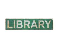 UKCOCO Vintage Library Sign Decor Weatherproof Tin Plaque for Book Lovers Artistic Wall Decoration for Outdoor Reading Rooms Cafes and Garages Versatile Fine Craftsmanship
