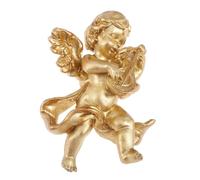 UKCOCO Wall Hanging Statue, Resin Angel Statue, Cupid Wall Hanging Sculptures Playing the Violin for Entryway Decoration and Home Decor (Gold