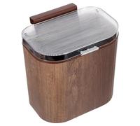 UKCOCO Wall Mounted Kitchen Compost Bin with Push Lid, Large Capacity Plastic Hanging Trash Can for Cabinet Door, Adhesive Mount Garbage Bin for Pantry, Bathroom, Office under Sink Use