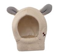 UKCOCO Warm Knitted Dog Hat with Bunny Ears Large Beige Pet Ear Cover for Cold Weather Lightweight Winter Hat for Dogs for Cosplay Parties and Outdoor Use