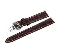 UKCOCO Watch Band Watch Strap Folding Clasp Watch Straps Pu Watch Strap Replacement White Thread Pu Watch Strap 20mm Watchband 20mm Leather Watch Strap Butterfly Buckle