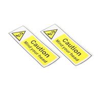 UKCOCO Watch Your Head Signs Lightweight 2pcs Yellow Pvc Low Ceiling Warning Stickers Practical Safety Signs for Industrial and Occupational Health