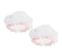 UKCOCO Waterproof Satin Shower Caps 2Pcs Bathing Makeup Hat Elastic Headgear for Women Spa Bath Accessories White