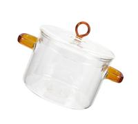 UKCOCO Wear Resistant Borosilicate Glass Stew Pot with Lid and Double Handles Oven Household Cookware for Slow Cooking Soups Vegetables Noodles and Milk Capacity