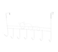 UKCOCO White Iron Over Door Hooks Hanger with 7-Hook Design No Drilling Required Space-Saving Coat Door Hanger for Home and Office Use