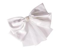 UKCOCO White Wedding Hair Clip with Big Bow, Handmade Textile Headdress Featuring Fluffy Shape and Deformation Resistant Design, for Makeup and Entertainment Occasions
