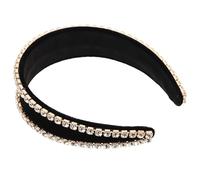 UKCOCO Wide Black Velvet Padded Headband Rhinestone Embellishments, Bling Hair Accessory for Women, Trendy Decorative Hair Jewelry for Special Occasions and Parties