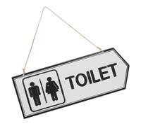 UKCOCO Wood Bathroom Sign Plaque Double-sided with Hanging Rope for Indications Easy Installation Rustic White Wooden Restroom Sign for Home or Office Decor