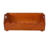 UKCOCO Wood Bread Storage Basket with Ergonomic Handles Rustic Wooden Pantry Storage Bin Featuring Waveshaped Contours and Flat Bottom and Easy Access on Kitchen Countertop or Area