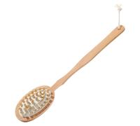 UKCOCO Wooden Back Scrubber Bath Brush with Long Handle, Protects Skin and Supports Long Term Use, Beige Bathroom Body Scrubber for Self Back Washing and Lotion Application
