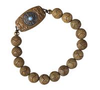 UKCOCO Wooden Beaded Bracelet with Six-Character Blessing Charm, Green Sandalwood DIY Adjustable Bracelet for Mindfulness and Daily Activities