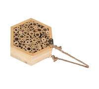 UKCOCO Wooden Bee House with Hexagonal Shape and Multifunctional Design, Handmade Outdoor Bee Hive for Garden Decoration, Suitable for Butterflies and Birds, Beige Wood Insect Hotel