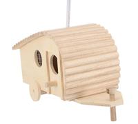 UKCOCO Wooden Bird House Hanging Nest with Rope Small Garden Bird Nesting Box Feeder Outdoor Wildlife Shelter