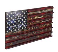 UKCOCO Wooden Challenge Coin Display Stand Small Size American Flag Coin Holder Rack for Collectible Medals Home Decor Wall Hanging Storage