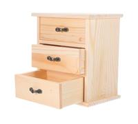 UKCOCO Wooden Drawers Desk Organizer Three Tier Sustainable Wood Storage Chest with Convenient Pull Out Drawers for Office Supplies Jewelry and Small Items Space Saving Cabinet for Home
