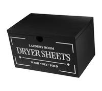 UKCOCO Wooden Dryer Sheet Holder Featuring Versatile Usage with Lid, Black Storage Box and Resisting Deformation, Minimalist Sl ppearance for Laundry Room Organisation for Neat