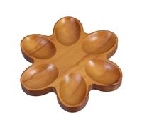UKCOCO Wooden Egg Holder Tray Brown for 6 Fresh Eggs with Six-petal Flower Shape Sturdy Build and Easy to Clean Design Brown for Kitchen Countertop or Appetizer Tray