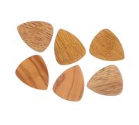 UKCOCO Wooden Guitar Picks Set Random Color for Ukulele and Guitar 6pcs Medium Bass Picks Made from Black Walnut Olive and Golden Sandalwood High Wear Resistance with Patterns
