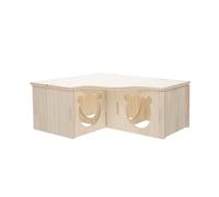 UKCOCO Wooden Hamster Maze for Small Pets with Multiple Chambers, Easy to Clean, Providing Private Space and Safe Hideout in Khaki Colour, for Hamster Play and Rest