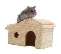 UKCOCO Wooden Hut Hamster House Natural Wood Hideout for Small Animals Safe Breathable Habitat for Mice and Hedgehogs Fun Exploration Chewing Activities for Dwarf Hamster Cages