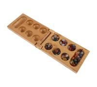 UKCOCO Wooden Mancala Board Game Set with 48 Bamboo Stones Handmade Two-player Marble Game for Adults Portable Storage