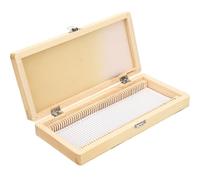 UKCOCO Wooden Microscope Slide Box and Contents Sheet with Numbered Slots Sliding Storage Container for 50pcs Prepared Slides, Premium Wood and Stainless Steel Case for Lab and Classroom