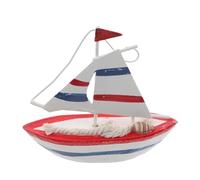 UKCOCO Wooden Mini Sailboat Model Red Nautical Coastal Beach Decor Sailing Ship Sculpture for Party Centerpieces Graduation Cake Topper Pirate-themed Mantel Display Ocean-inspired Home