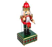 UKCOCO Wooden Nutcracker Music Box Classic Drumplaying Nutcracker Figure with Windup Mechanism Red Colour, Adorable Christmas Home Decoration and Present Idea for Festive Desktop