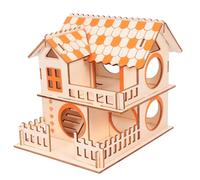 UKCOCO Wooden Orange for Small Hideout House Animals Furry Hamster and 2-layer Cozy Shelter Hideout in Mice Play and Rest