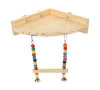 UKCOCO Wooden Parrot Standing Platform Swing Toy for Birds and Parakeets with Chewable Iron Frame, Sturdy Bird Cage Accessory to Reduce Aggression and Encourage Play in Parrot Cage
