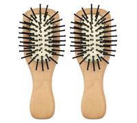 UKCOCO Wooden Scalp Comb Set with Nylon Bristles 2pcs for Gentle Detangling and Minimizing Hair Pulling, Small Portable Pocket Hairbrush for Men Suitable for Dry and Wet Hair