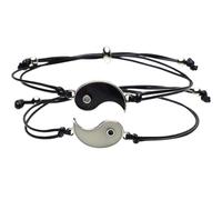 UKCOCO Yin Yang Adjustable Glow in The Dark Couples Bracelets for Long Distance Relationship Black Braided Friendship Bracelets for His and Hers Matching