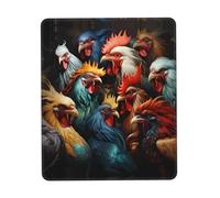 UKCZZLMSQ colorful roosters standing together Printed Comfortable Mouse Pad â€“ Mouse Pad with Non-Slip Rubber Base, for Office, Home & Laptop 7 x 8.6 in