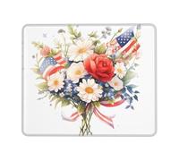 UKCZZLMSQ Flags and Flowers Printed Comfortable Mouse Pad â€“ Mouse Pad with Non-Slip Rubber Base, for Office, Home & Laptop 7.9 x 9.5 in