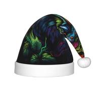 UKCZZLMSQ Plush Owl On Black Background Printed Christmas Hats â€“Perfect New Year's Holiday Home Decorations & Party Supplies