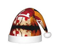 UKCZZLMSQ Plush vintage wooden maryland flag Printed Christmas Hats â€“Perfect New Year's Holiday Home Decorations & Party Supplies