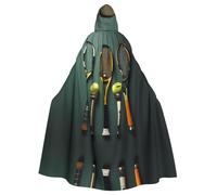 UKCZZLMSQ Tennis balls and rackets Printed Hooded Robe Cloak –Unisex Costume for Halloween, Christmas, Party, cosplay
