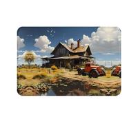 UKCZZLMSQ Texas Farm Tractor Printed Front Door Mat – Non-Slip Waterproof Welcome Rug with Stain & Fade Resistant Design