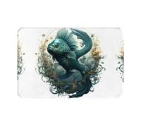 UKCZZLMSQ The Green Flying Fish Printed Front Door Mat – Non-Slip Waterproof Welcome Rug with Stain & Fade Resistant Design