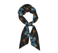 UKCZZLMSQ Women's Black Gold Marbled Printed Long Silk Scarf - for Weddings, Evening Dresses, - All-Season Accessory