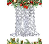 UKDD® 10m Long Christmas Bead Chain - Christmas Shiny Bead Garlands - Christmas tree Decorations (Silver NEW)