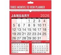 UKDD® 2026 Calendar A4 Large 3 Month to View Wall Planner for Home Business Office School 1 January 2026 to 31 December 2026