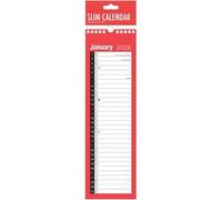 UKDD® 2026 Calendar Slim 1 Column Month to View Spiral Bound Wall Planner Red and Black Canender for Home Business Office School 1 January 2026 to 31 December 2026