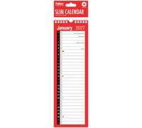 UKDD® 2027 Calendar Slim 1 Column Month to View Spiral Bound Wall Planner Red and Black Canender for Home Business Office School 1 January 2026 to 31 December 2027
