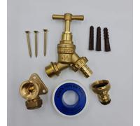 UKDD® Outdoor Garden Tap Kit - Inc. Wall Plate Elbow Fixing Screws with wall plugs