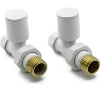 UKDD® Towel Rails Valve Radiators Suitable for Installation of Your Heated Designer Minimalist Central Heating System (Towel Rail Straight White Valves (Pair))